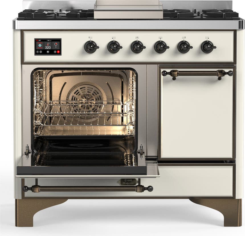 Ilve UMD40FQNR3AWBLP Antique White With Burnished Trim, Liquid Propane