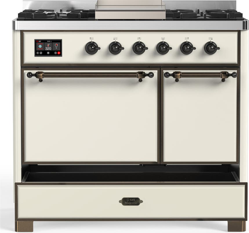 Ilve UMD40FQNR3AWBLP Antique White With Burnished Trim, Liquid Propane