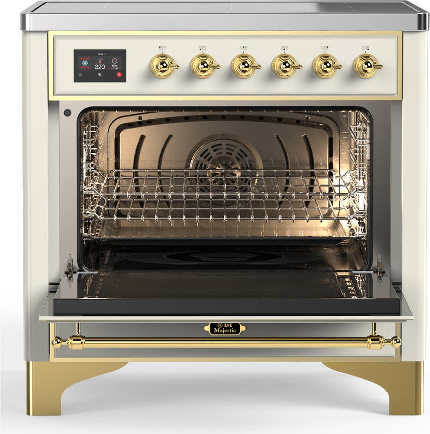 Ilve UMIB36QNR3AWG Antique White With Brass Trim