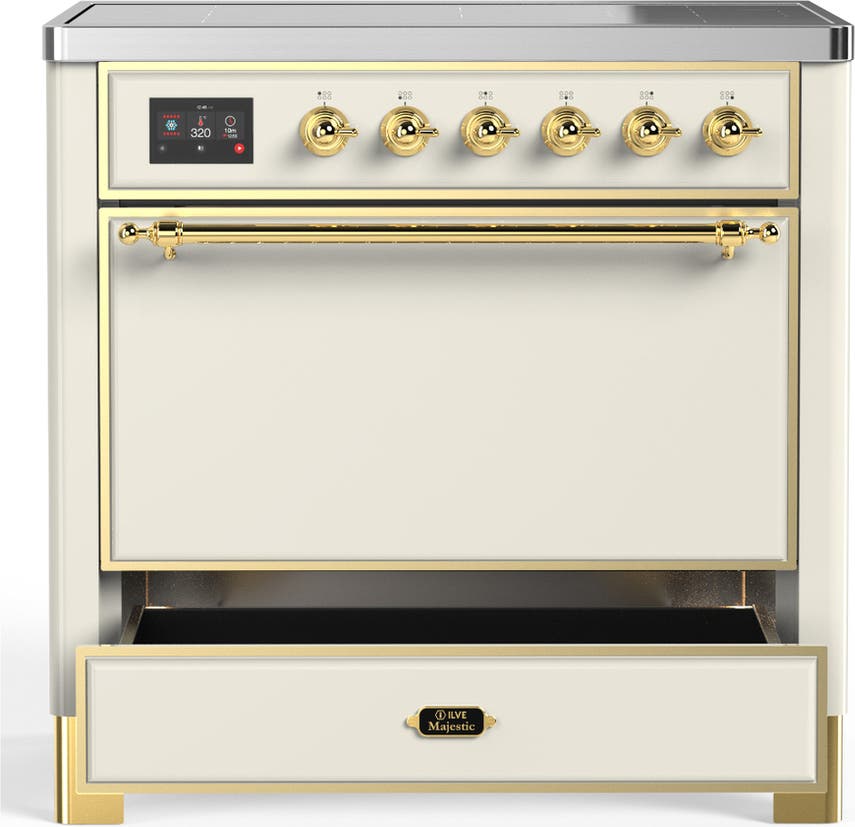 Ilve UMIB36QNR3AWG Antique White With Brass Trim