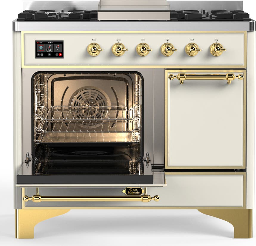 Ilve UMD40FQNR3AWGLP Antique White With Brass Trim, Liquid Propane