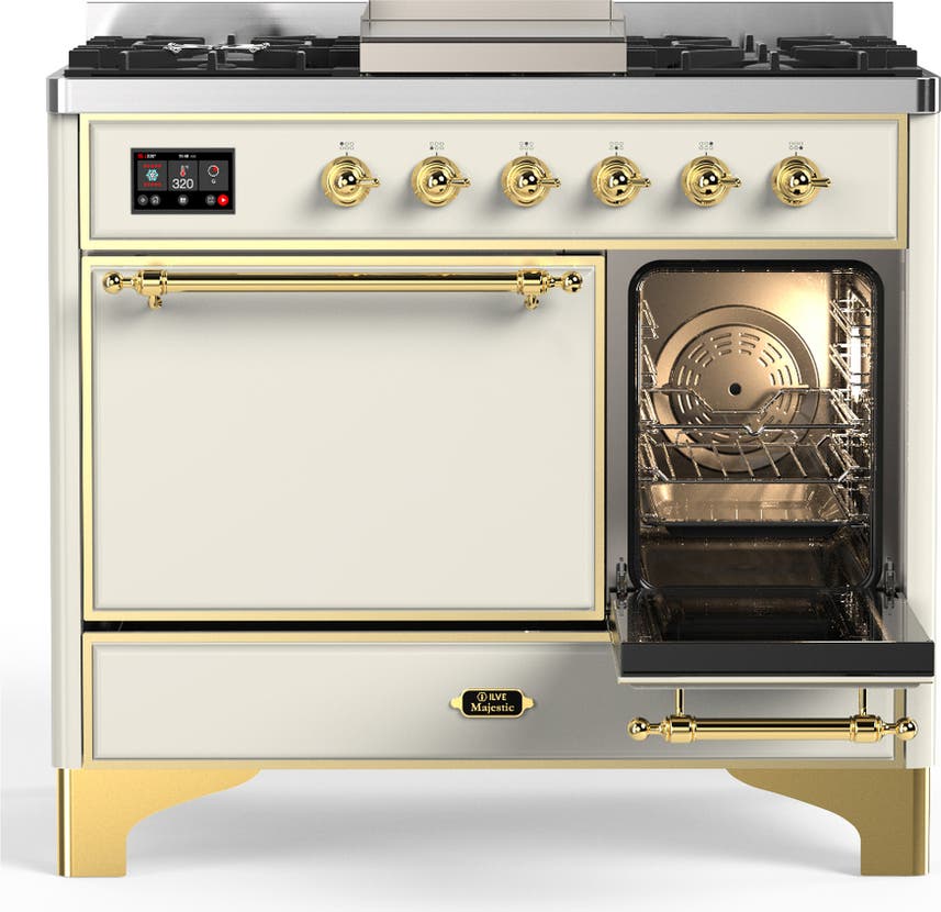 Ilve UMD40FQNR3AWGLP Antique White With Brass Trim, Liquid Propane