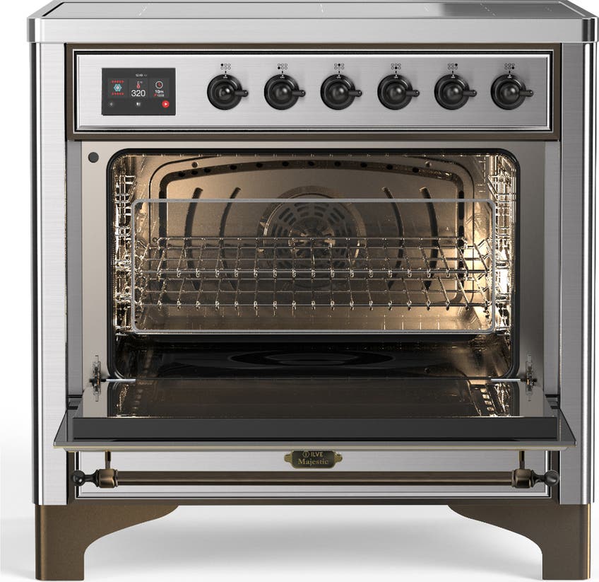Ilve UMIB36NR3SSB Stainless Steel With Burnished Trim