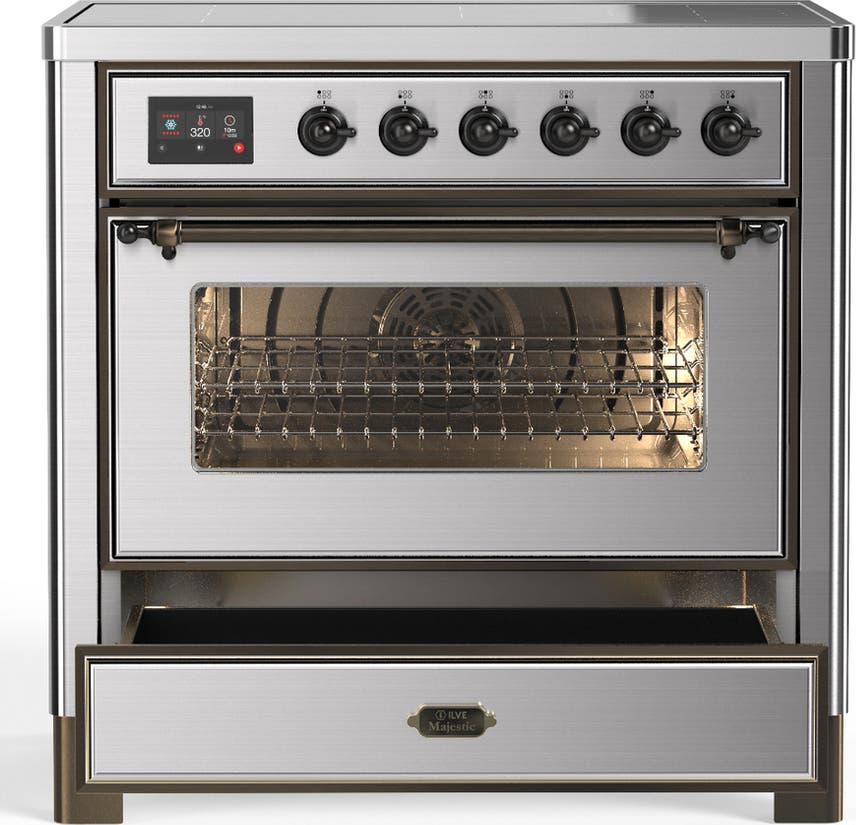Ilve UMIB36NR3SSB Stainless Steel With Burnished Trim