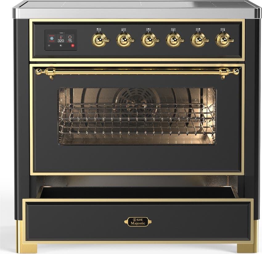 Ilve UMIB36NR3MGG Matte Graphite With Brass Trim