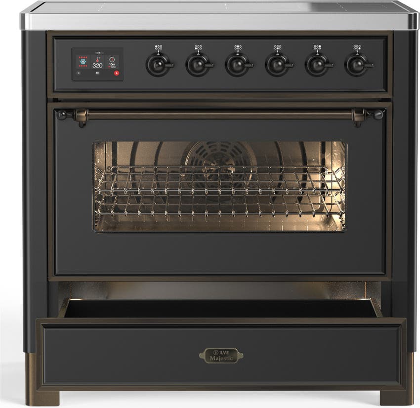 Ilve UMIB36NR3MGB Matte Graphite With Burnished Trim