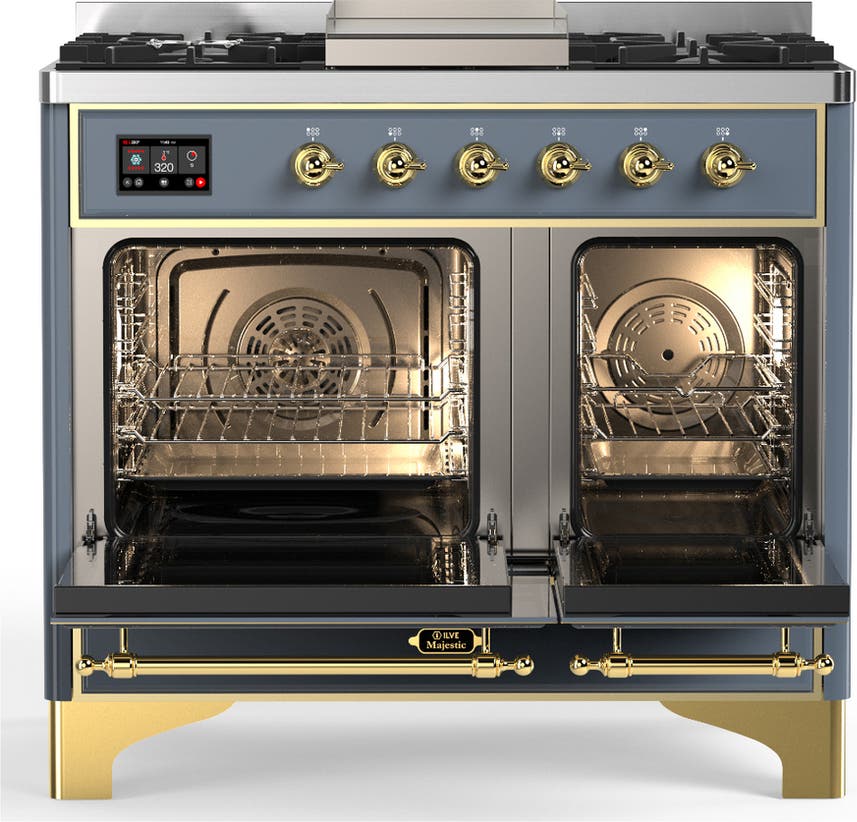 Ilve UMD40FQNR3BGG Blue Grey With Brass Trim, Natural Gas