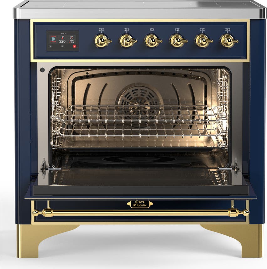 Ilve UMIB36NR3MBG Midnight Blue With Brass Trim