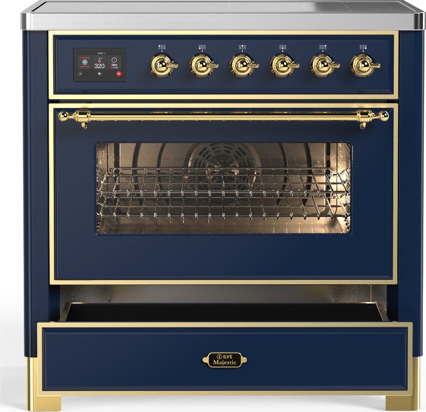 Ilve UMIB36NR3MBG Midnight Blue With Brass Trim