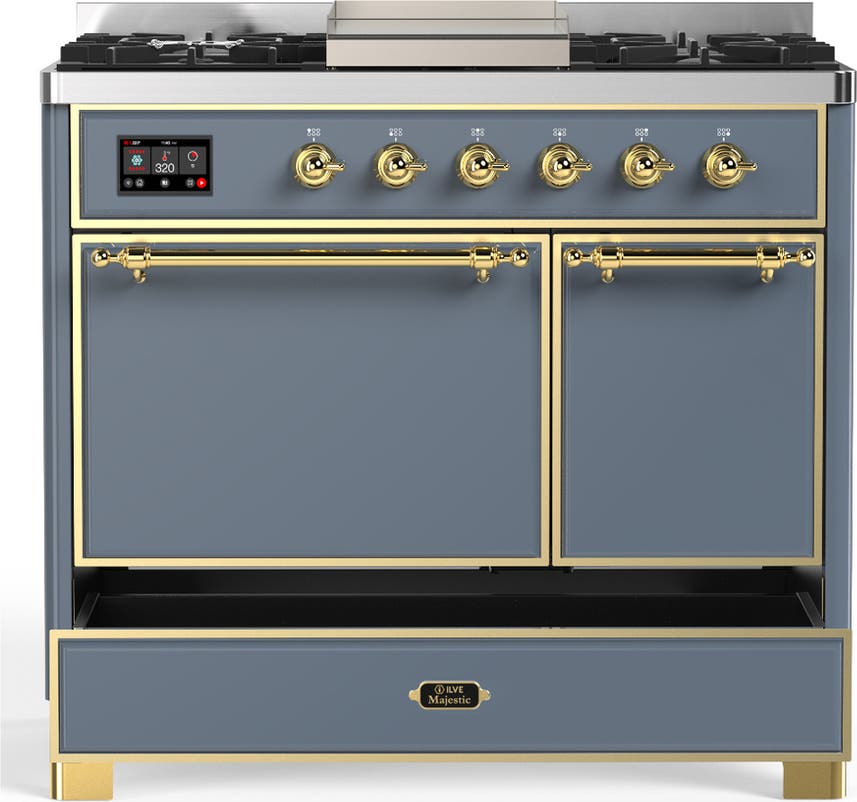 Ilve UMD40FQNR3BGG Blue Grey With Brass Trim, Natural Gas