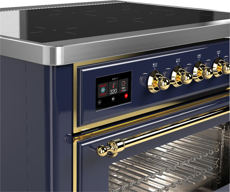 Ilve UMIB36NR3MBG Midnight Blue With Brass Trim