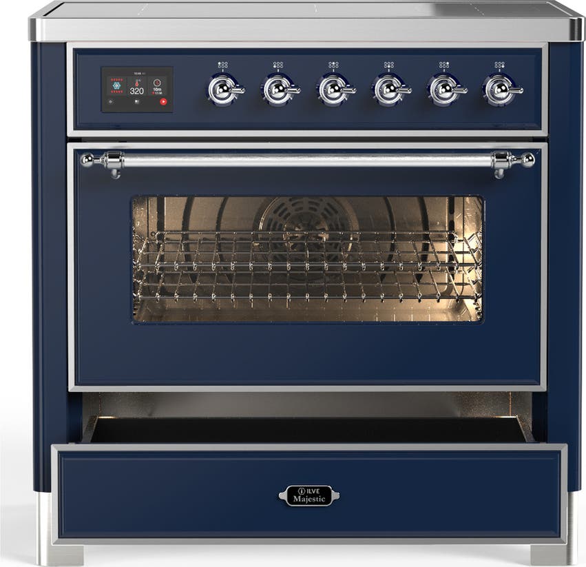 Ilve UMIB36NR3MBC Midnight Blue With Chrome Trim