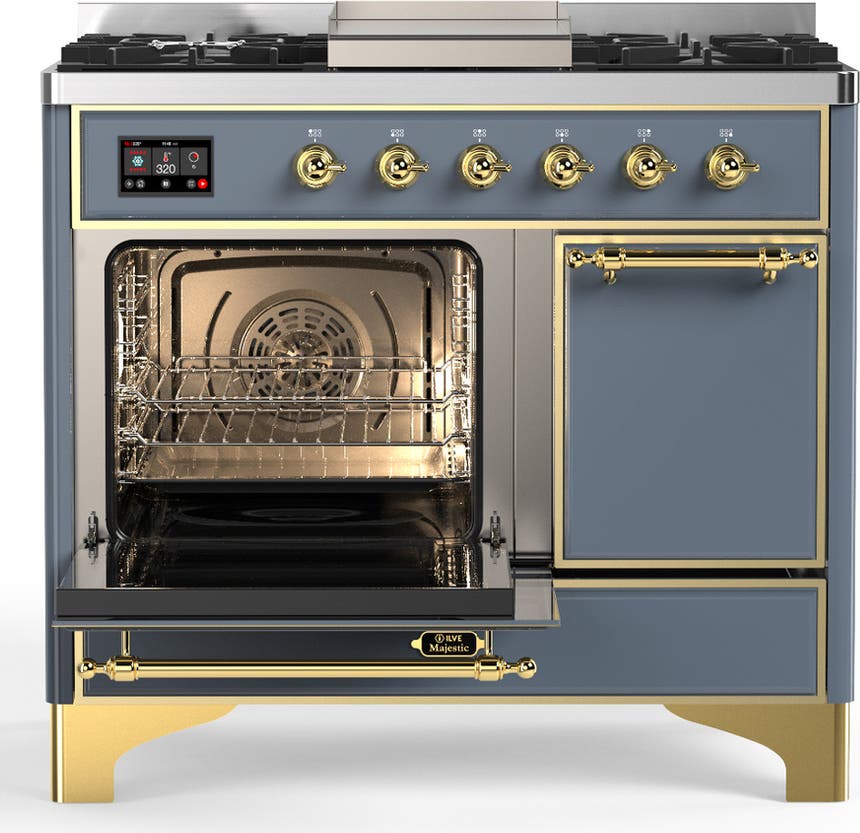 Ilve UMD40FQNR3BGGLP Blue Grey With Brass Trim, Liquid Propane