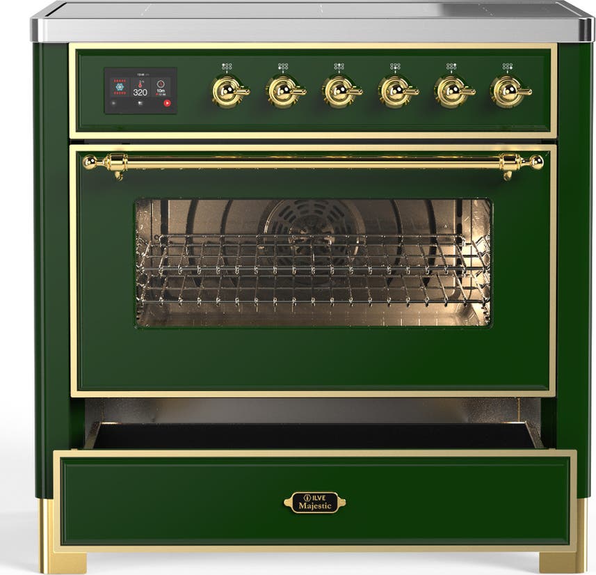 Ilve UMIB36NR3EGG Emerald Green With Brass Trim