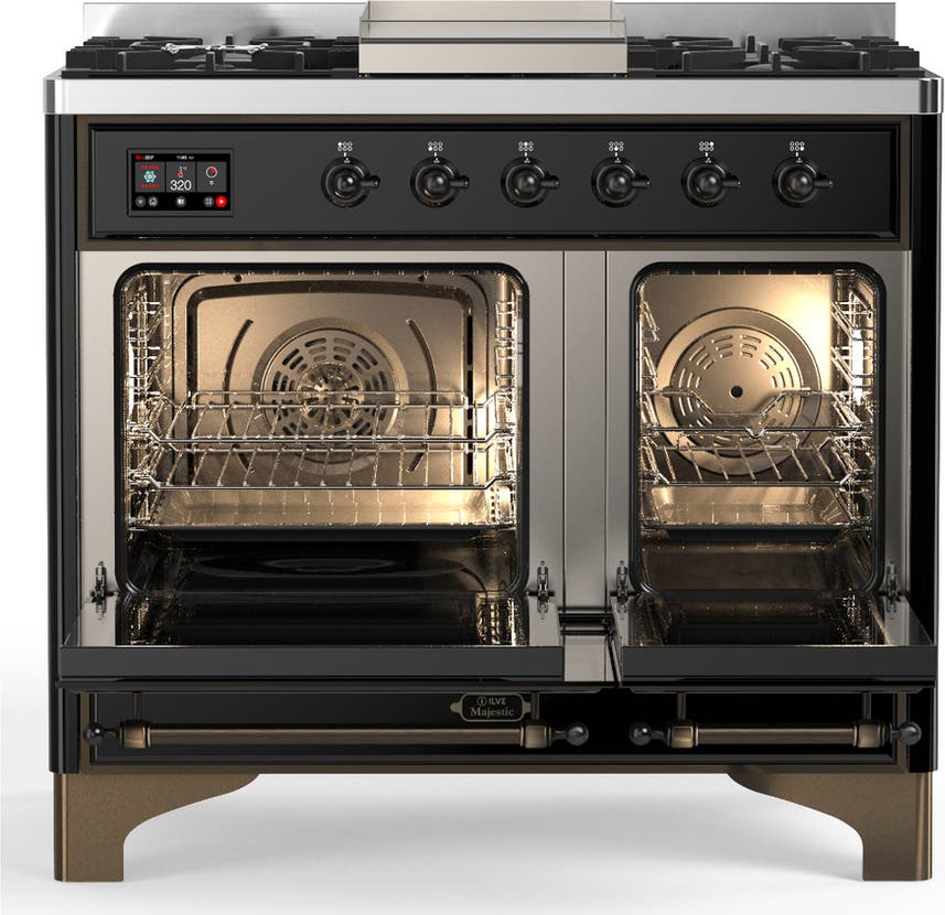 Ilve UMD40FQNR3BKB Glossy Black With Burnished Trim, Natural Gas