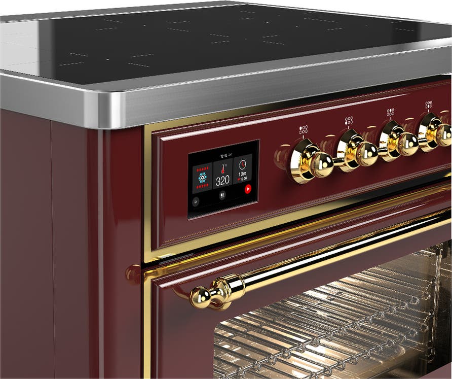Ilve UMIB36NR3BUG Burgundy With Brass Trim
