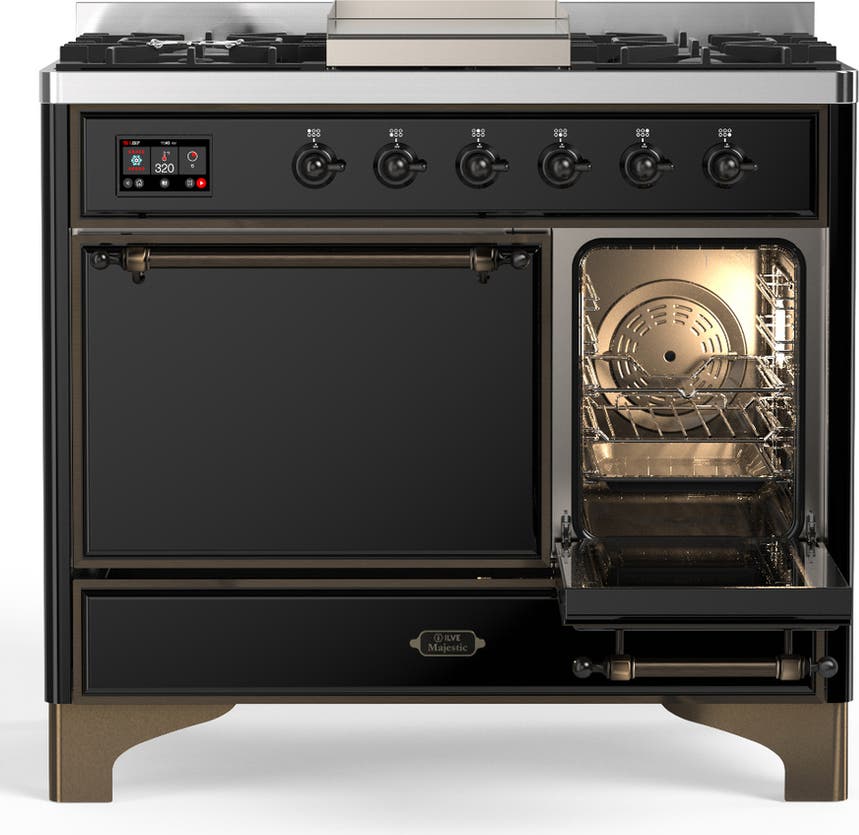 Ilve UMD40FQNR3BKB Glossy Black With Burnished Trim, Natural Gas
