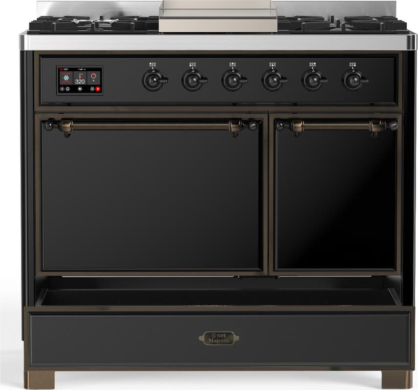 Ilve UMD40FQNR3BKB Glossy Black With Burnished Trim, Natural Gas