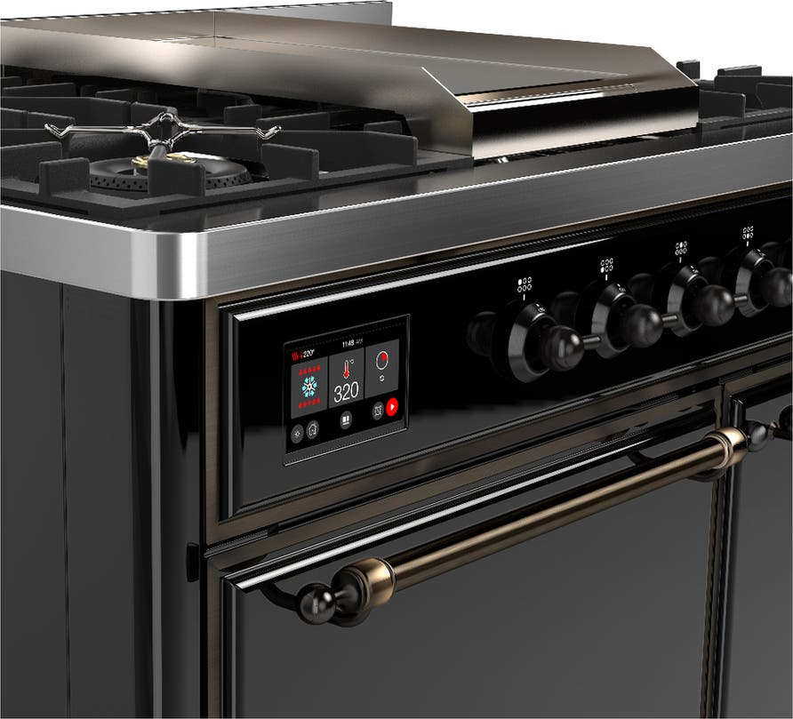 Ilve UMD40FQNR3BKB Glossy Black With Burnished Trim, Natural Gas