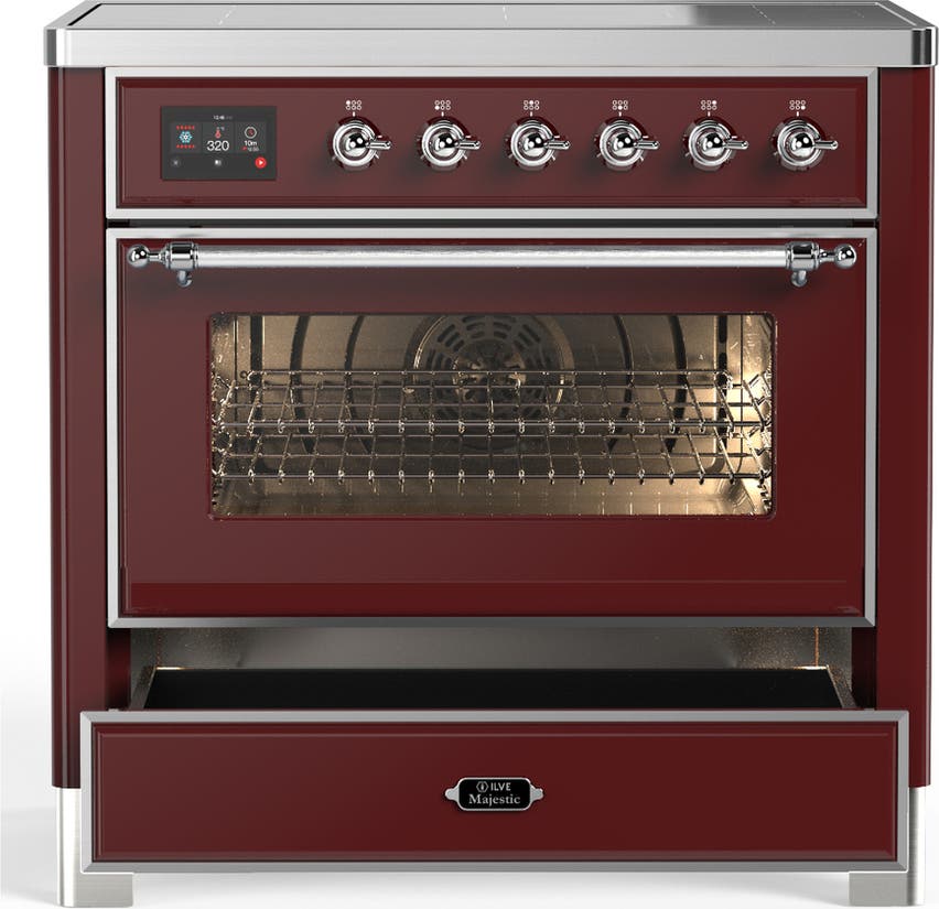 Ilve UMIB36NR3BUC Burgundy With Chrome Trim