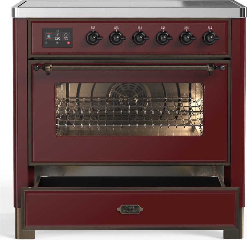 Ilve UMIB36NR3BUB Burgundy With Burnished Trim
