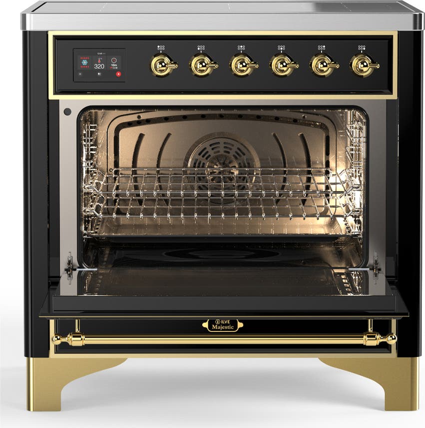 Ilve UMIB36NR3BKG Glossy Black With Brass Trim