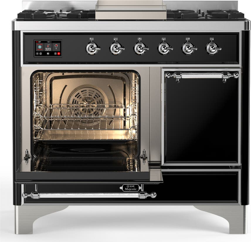 Ilve UMD40FQNR3BKC Glossy Black With Chrome Trim, Natural Gas