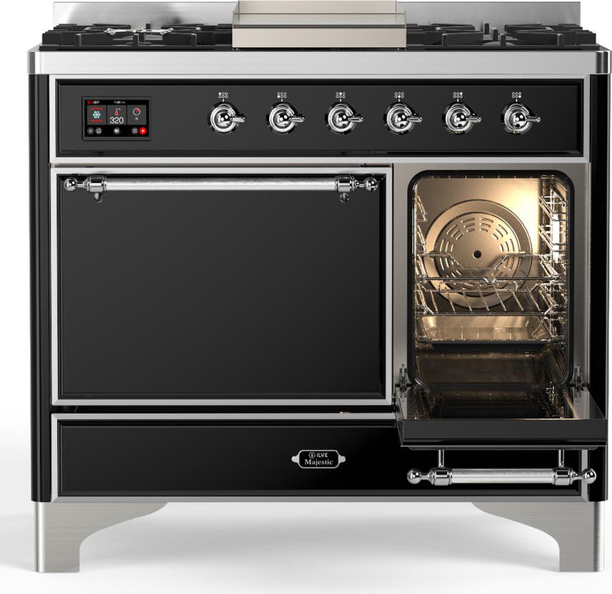 Ilve UMD40FQNR3BKC Glossy Black With Chrome Trim, Natural Gas