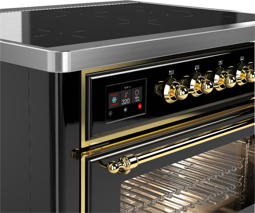 Ilve UMIB36NR3BKG Glossy Black With Brass Trim