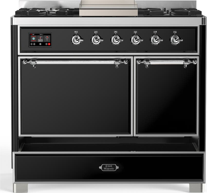 Ilve UMD40FQNR3BKC Glossy Black With Chrome Trim, Natural Gas