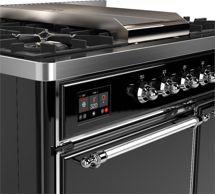 Ilve UMD40FQNR3BKC Glossy Black With Chrome Trim, Natural Gas