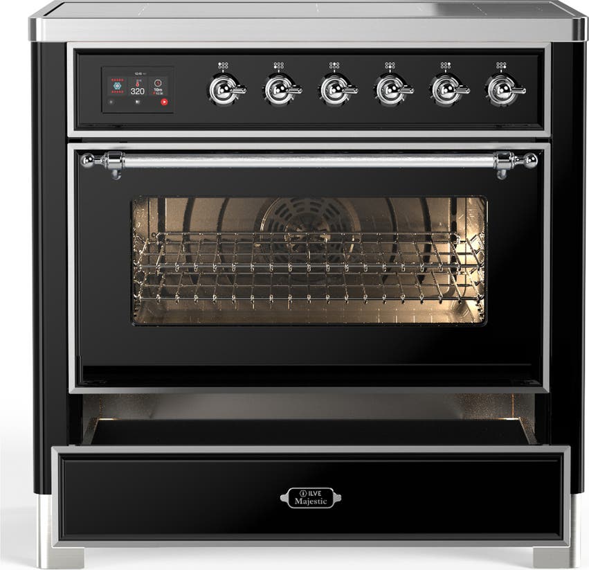 Ilve UMIB36NR3BKC Glossy Black With Chrome Trim