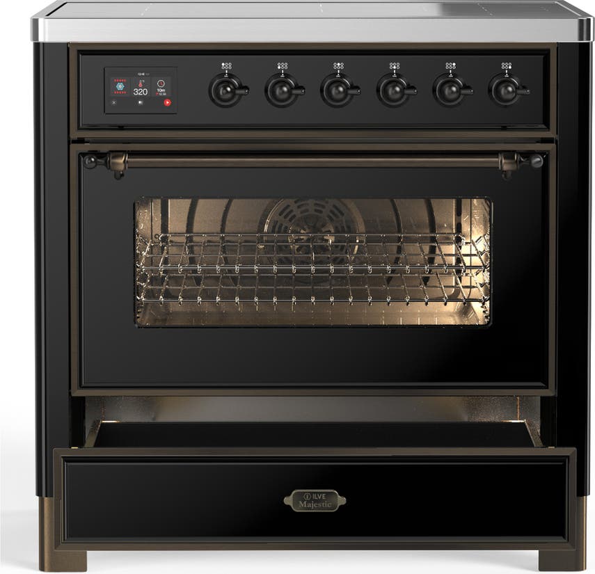 Ilve UMIB36NR3BKB Glossy Black With Burnished Trim