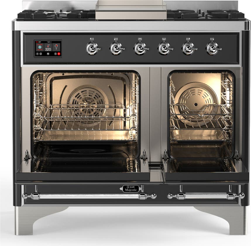 Ilve UMD40FQNR3BKCLP Glossy Black With Chrome Trim, Liquid Propane
