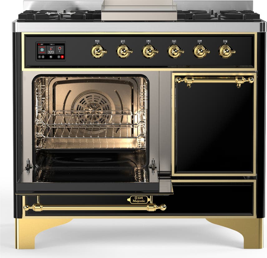 Ilve UMD40FQNR3BKG Glossy Black With Brass Trim, Natural Gas