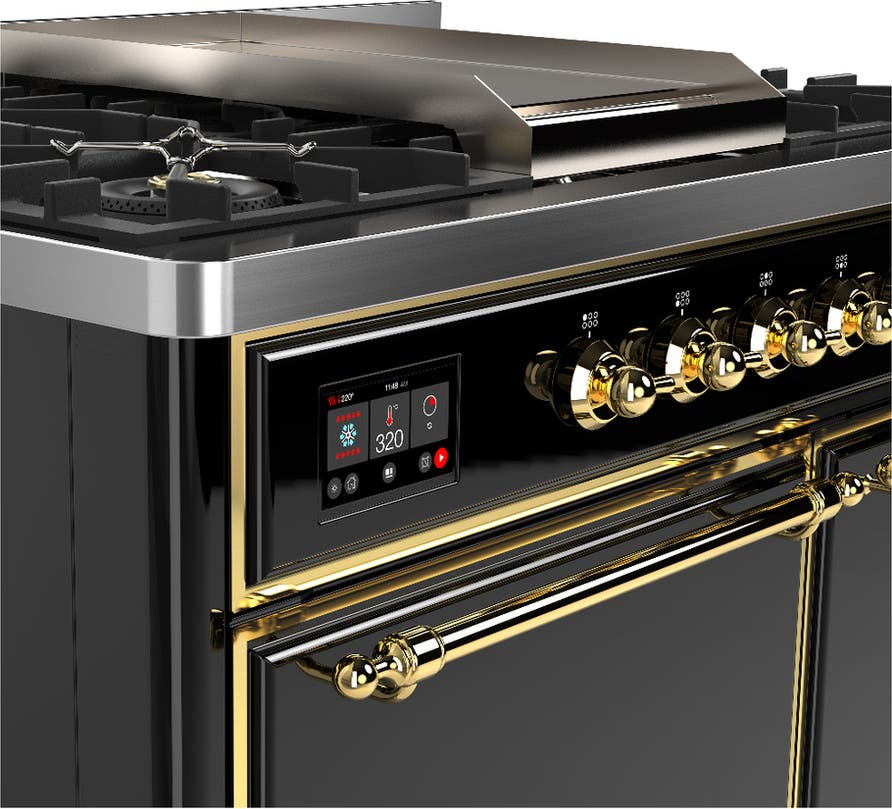 Ilve UMD40FQNR3BKG Glossy Black With Brass Trim, Natural Gas