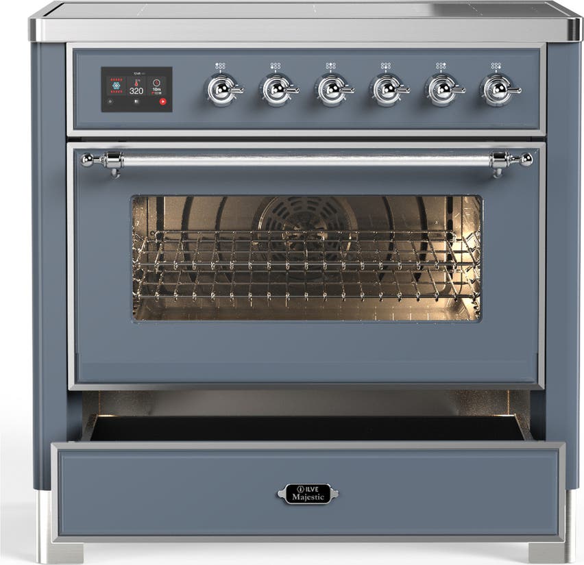 Ilve UMIB36NR3BGC Blue Grey With Chrome Trim