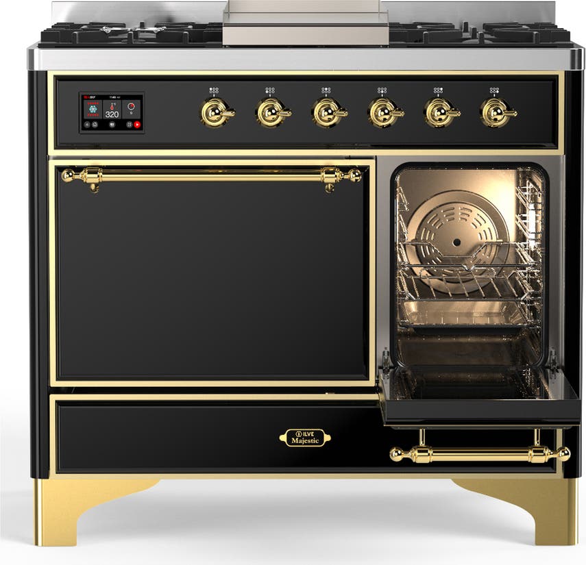 Ilve UMD40FQNR3BKGLP Glossy Black With Brass Trim, Liquid Propane