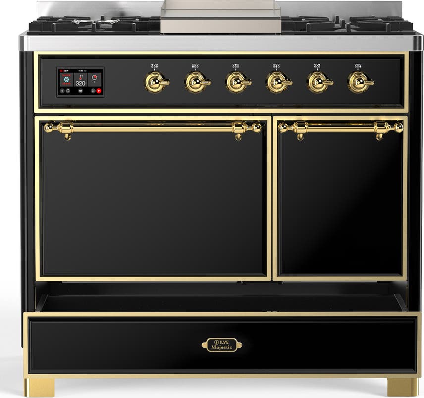 Ilve UMD40FQNR3BKGLP Glossy Black With Brass Trim, Liquid Propane