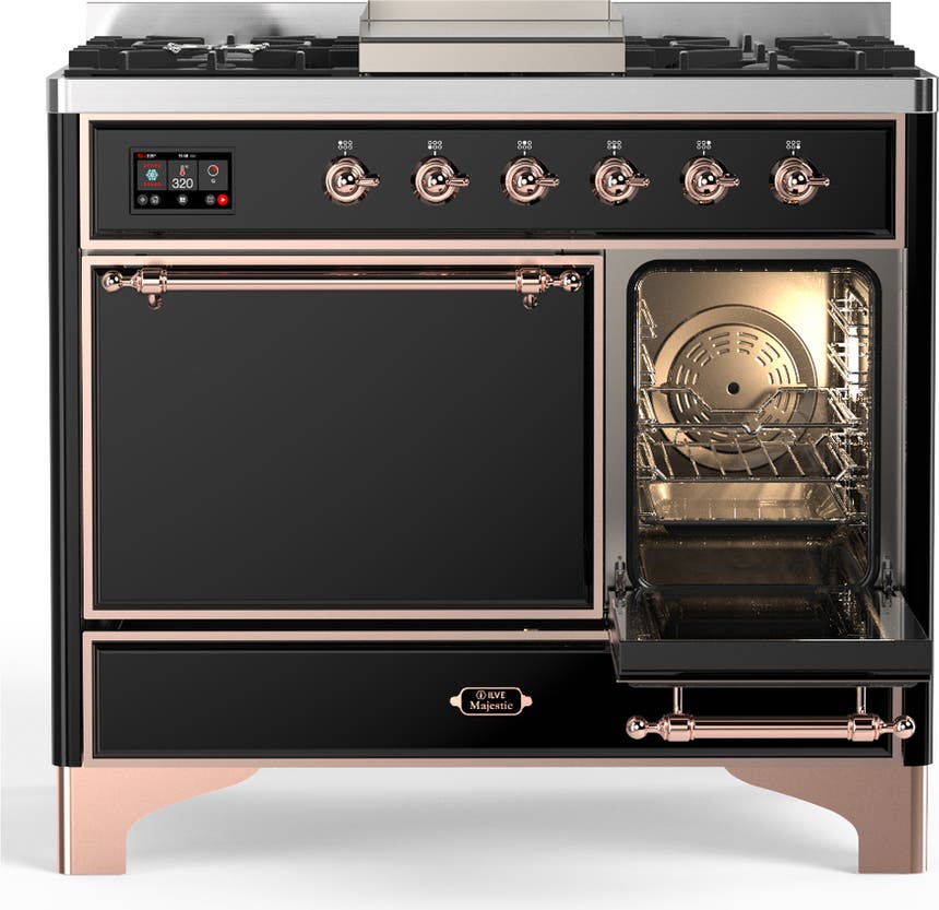 Ilve UMD40FQNR3BKP Glossy Black With Copper Trim, Natural Gas