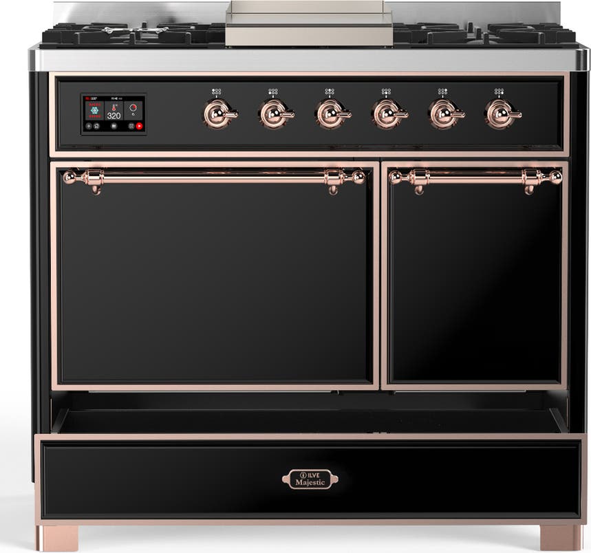 Ilve UMD40FQNR3BKP Glossy Black With Copper Trim, Natural Gas