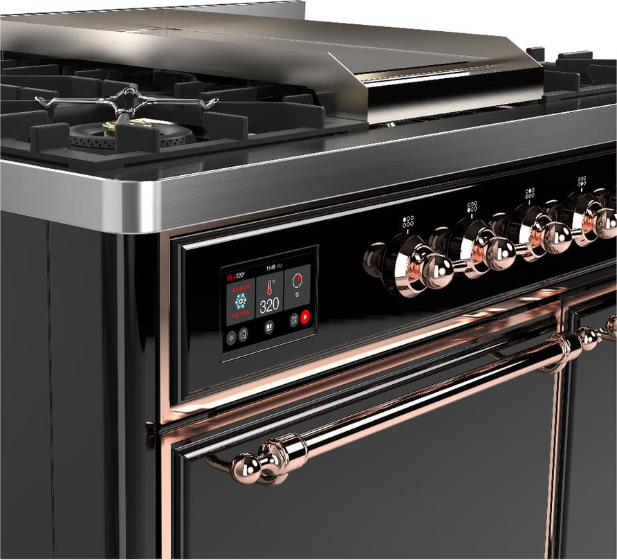 Ilve UMD40FQNR3BKP Glossy Black With Copper Trim, Natural Gas
