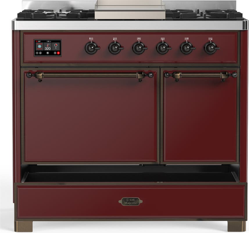 Ilve UMD40FQNR3BUB Burgundy With Burnished Trim, Natural Gas