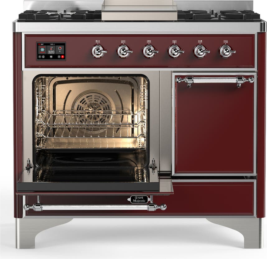 Ilve UMD40FQNR3BUC Burgundy With Chrome Trim, Natural Gas