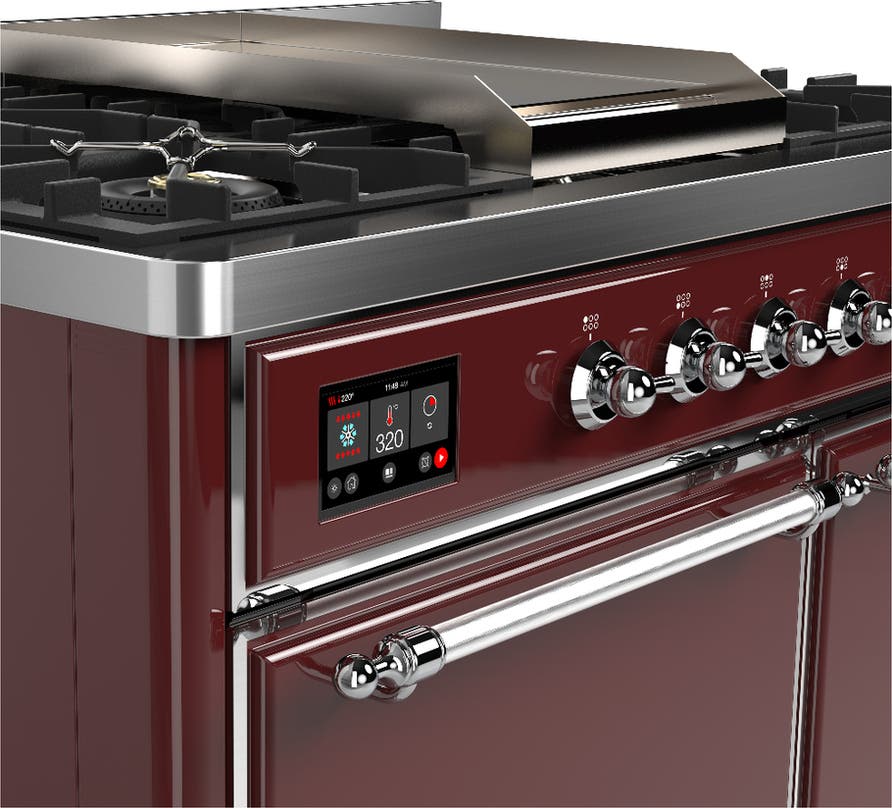 Ilve UMD40FQNR3BUC Burgundy With Chrome Trim, Natural Gas