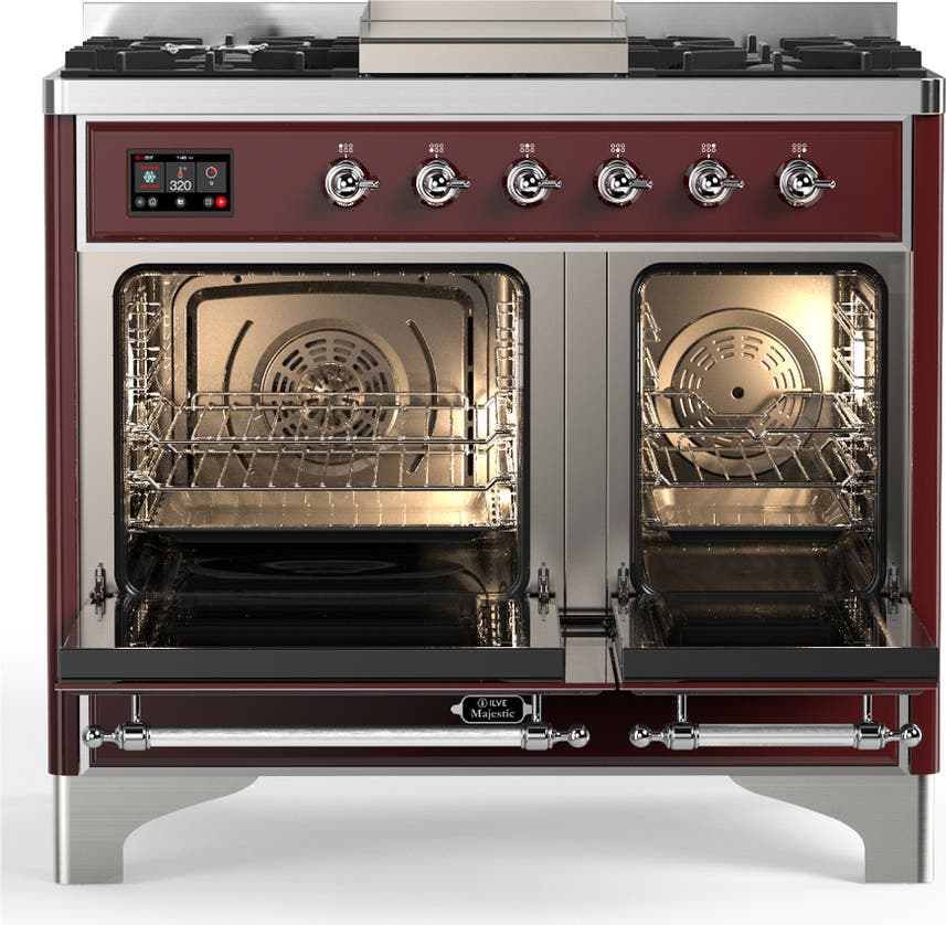 Ilve UMD40FQNR3BUCLP Burgundy With Chrome Trim, Liquid Propane