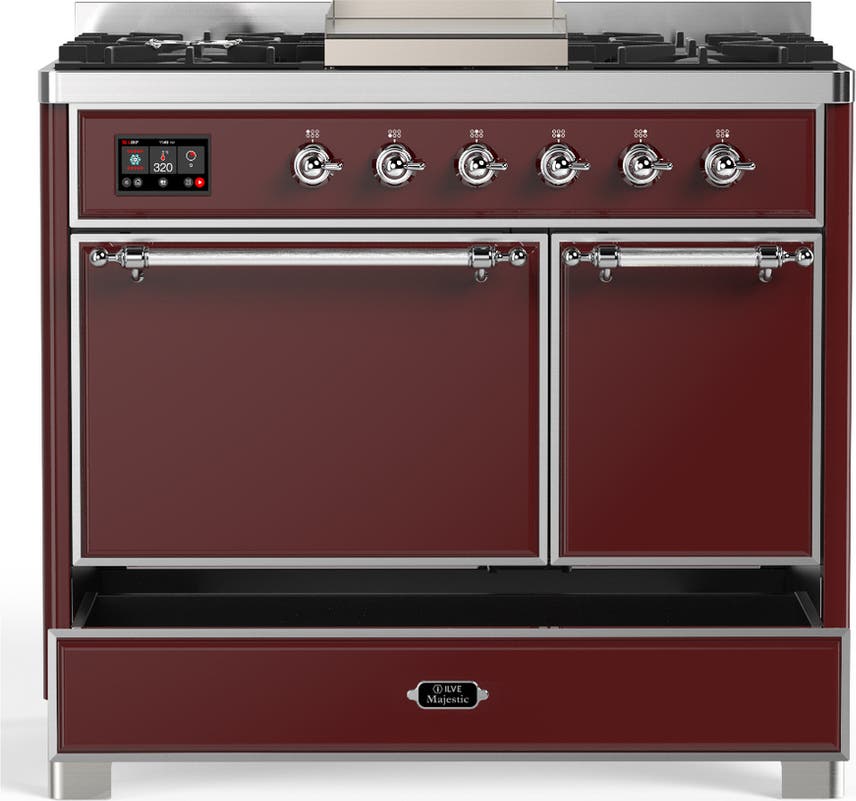 Ilve UMD40FQNR3BUCLP Burgundy With Chrome Trim, Liquid Propane