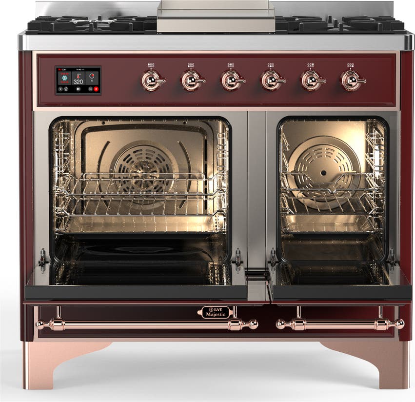 Ilve UMD40FQNR3BUP Burgundy With Copper Trim, Natural Gas
