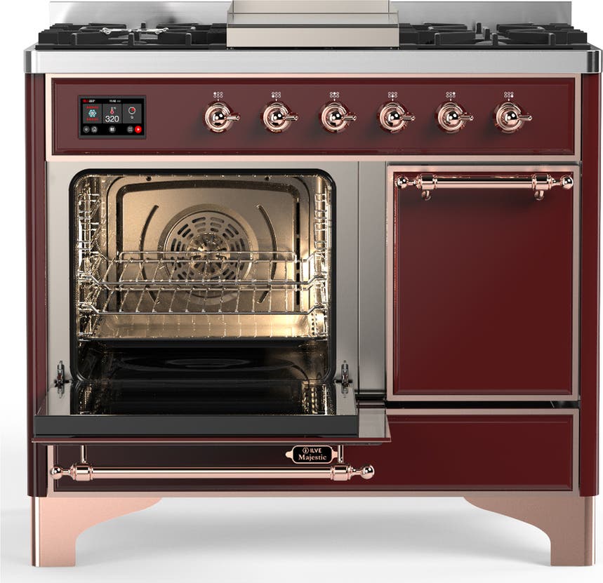 Ilve UMD40FQNR3BUP Burgundy With Copper Trim, Natural Gas