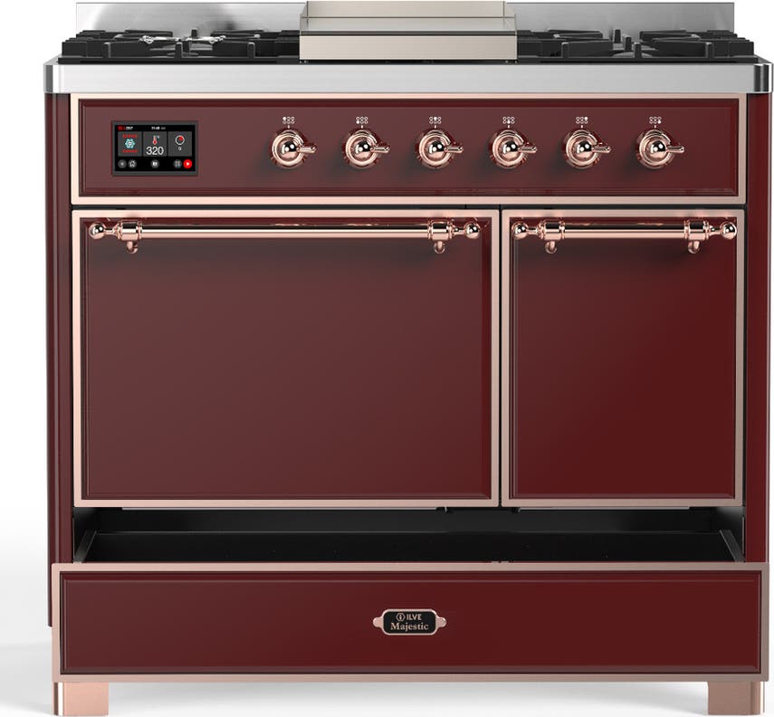 Ilve UMD40FQNR3BUPLP Burgundy With Copper Trim, Liquid Propane